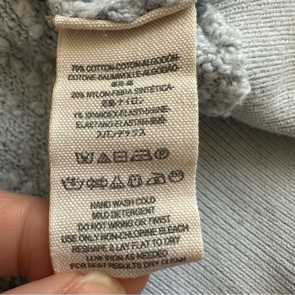 Free People Found My Friend Pullover Popcorn Blue V Neck Textured Medium Relaxed - Picture 7 of 8